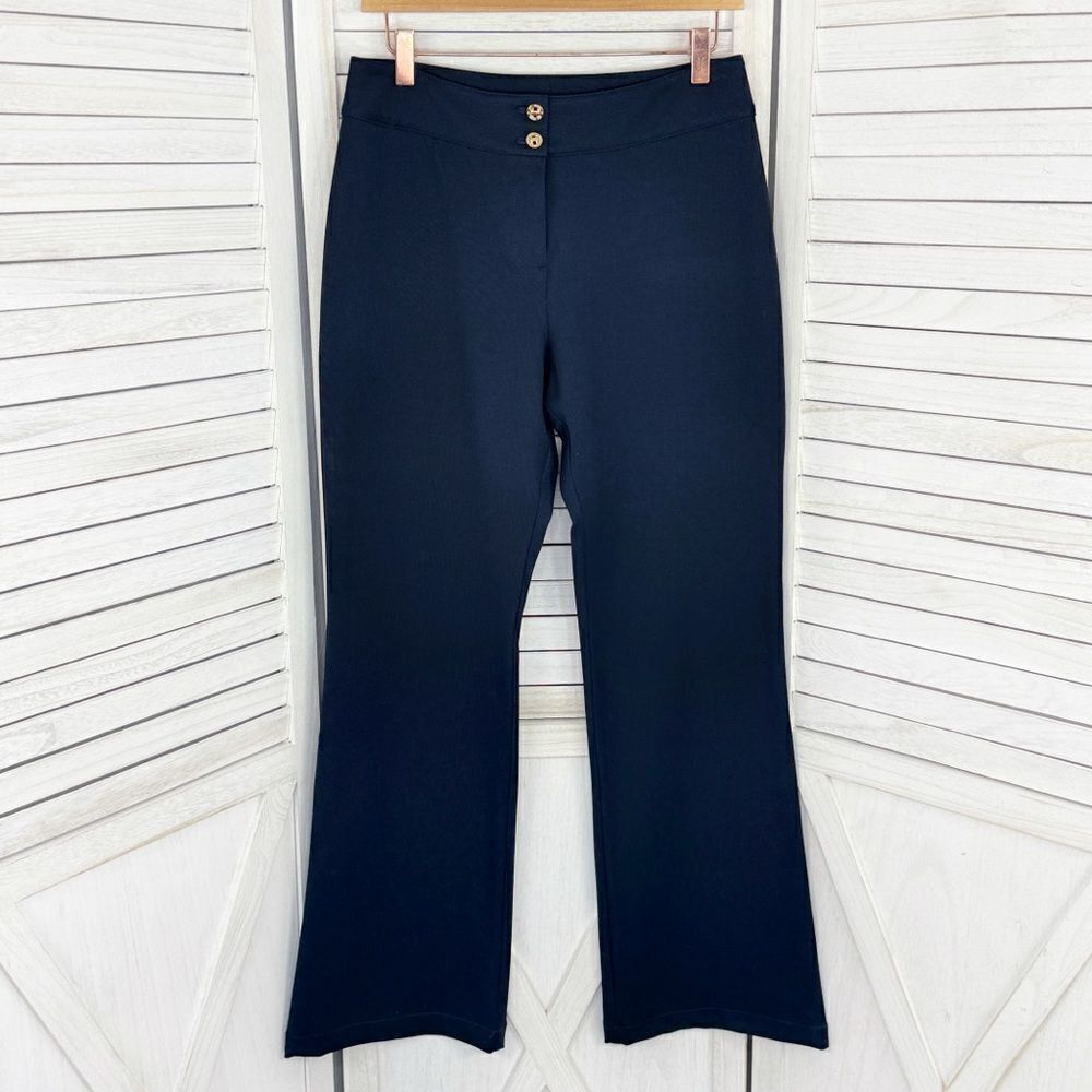 St. John Collection High Rise Straight‎ Leg Dress Pant Trousers Navy Blue Size 6